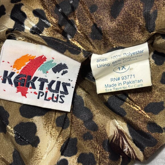 Bomber Jacket Kaktus Plus Women’s 1X Leopard Animal Print Metallic Full Zip VTG - Picture 9 of 13